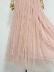 Pink Bow Detail Tulle Maxi Dress
