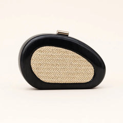 Sculptural Resin Clutch with Woven Inlay