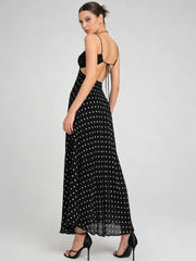 Polka dot cutout maxi dress side view