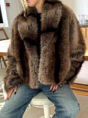 winter faux fur outerwear in espresso brown