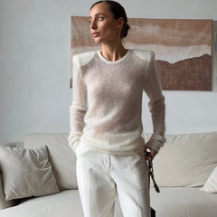 Sheer Knit Shoulder Detail Top