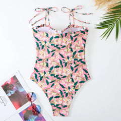 Printed One Piece Swimsuit with Beach Skirt