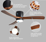 Wooden Blades Remote Control Flush Mount Ceiling Fan With Light