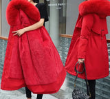 Wool Liner Hooded Fur Collar Jacket Thick Snow Wear Padded Overcoat