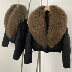 Cropped Fur Collar Puffer Jacket