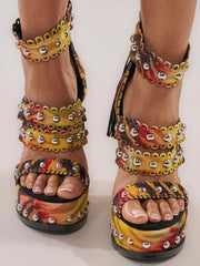 Tiger Print Wedge Platform Sandals