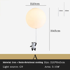 Panda Balloon Cartoon Hanging Lamps For Ceiling Nursery Chandelier