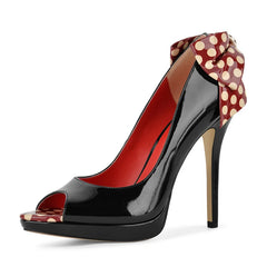Patent Peep Toe Platform Bow Heels
