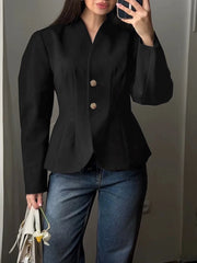 Black tailored puff sleeve blazer