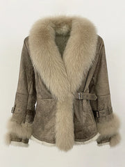 Fur Collar Shearling Coat