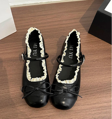 Round Toe Ballet Flats with Buckle Strap