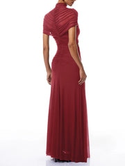 Ruched Cutout High Neck Maxi Dress