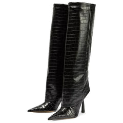 Pointed Toe Knee High Heel Boots