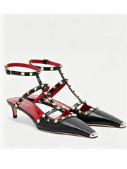Riveted Square Toe Stiletto Heels