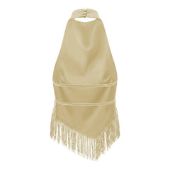 Beige fringe dress on a white background