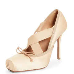 Satin Ballet Criss Cross High Heels