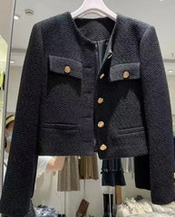 Tweed Basic Jacket Coat Women Woolen Outerwear