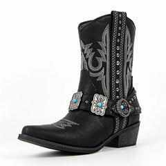 Western Embroidered Block Heel Boots