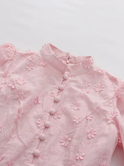 Embroidered Puff Sleeve Midi Dress