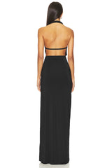Halter Neck Cutout Buckle Detail Maxi Dress