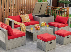 Rattan Furniture Set With Waterproof Cover Cushion