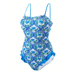 Printed Palm Tree One Piece Swimsuit