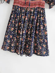 Floral Print Smocked Empire Waist Mini Dress