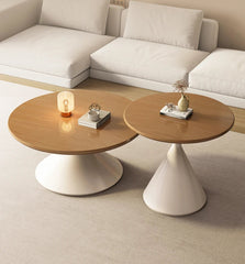 Solid Wood Round Small Cream Style Coffee Table