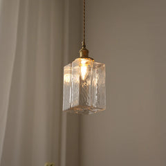 Retro Small Copper Hanging Glass Pendant Lamp