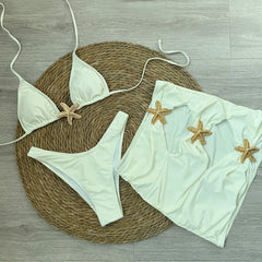 Black Starfish Embellished Bikini Set