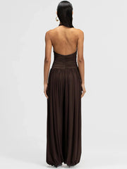 Ruched Halter Top and Palazzo Pants Set