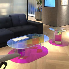 Acrylic Side Table Gradient Round/Oval Colorful Rainbow Clear Table