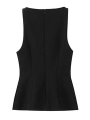 Black sleeveless top on a white background