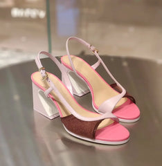 Colorblock Slingback Block Heels