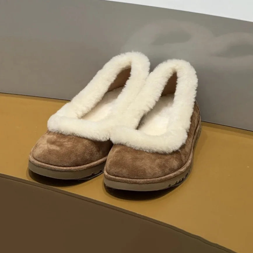 Fleece lined slip on loafers on a surface