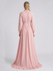 Ruffled High-Low Hem Dress with Lace-Up Neckline