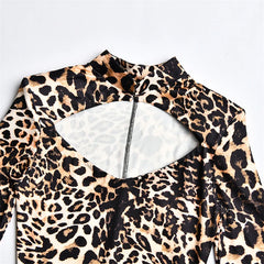 Leopard Print High Neck Maxi Dress