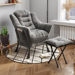 Back Chair Comfortable Fabric Sofa Armchair with Footrest