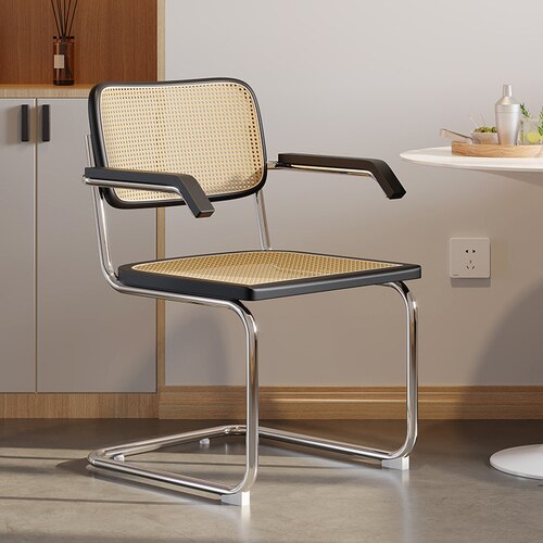 Modern Dining Room Metal Chair With Handrails