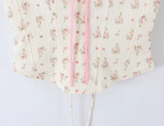 Floral Lace Trim Corset Crop Top