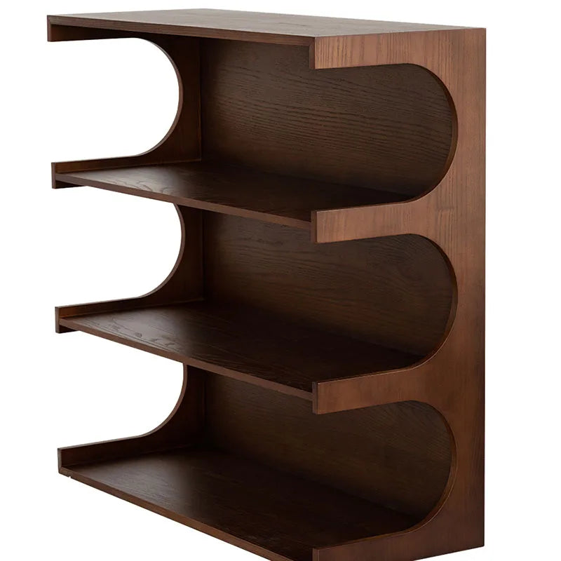 Solid Wood Angle Library Storage Organizer Book Shelf Golden Atelier