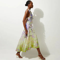 Ruffle Trim Floral Print Swimwear Set