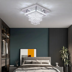 Crystal Square LED Ceiling Lamp Dimmable Flush Mount Chandelier