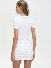 Collared Zipper Bodysuit and Ruched Playsuit
