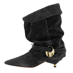 Pointed Toe Wrinkled Ankle Boots