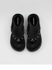 Studded Platform Thong Sandals