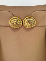 Metal Buckle Pleated Mini Skirt