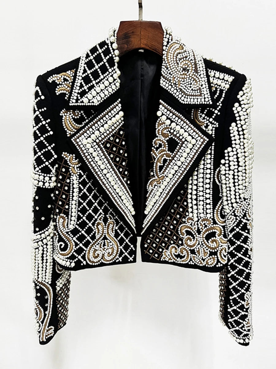 Black jacket with white embellishments