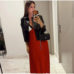 Colorblock Chain Strap Maxi Dress