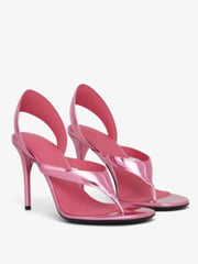 Pink metallic stiletto heeled sandals